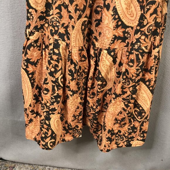 Charlie Holiday Dress Womens XS Black Orange Paisley Maxi Open Back Linen Boho - Picture 16 of 16